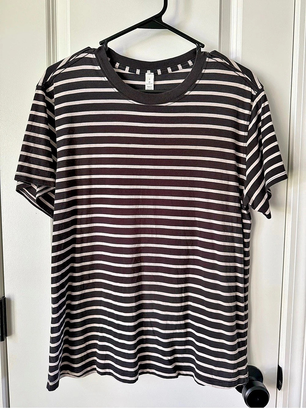 LULULEMON | All Yours Cotton Tee - Black & White Stripes - Size 4/S